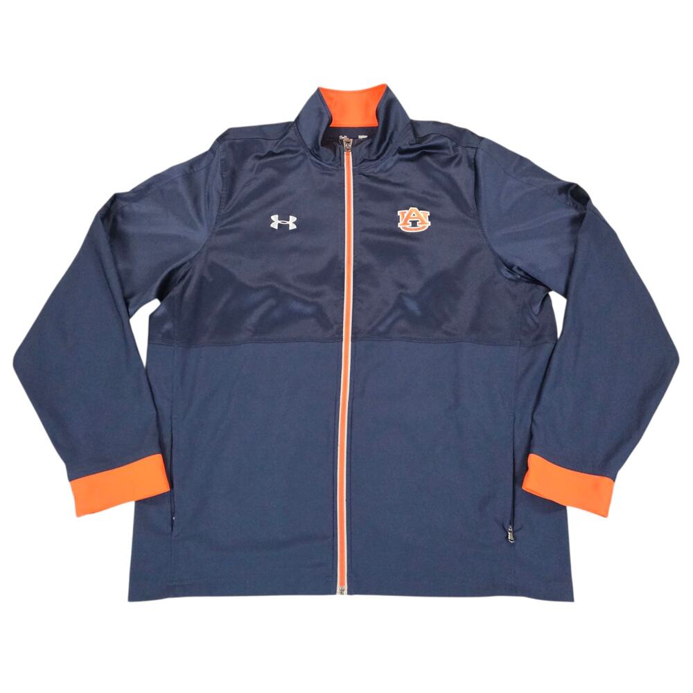 Under Armour Auburn University Jacket Men Large Blue Orange Full Zip Lightweight